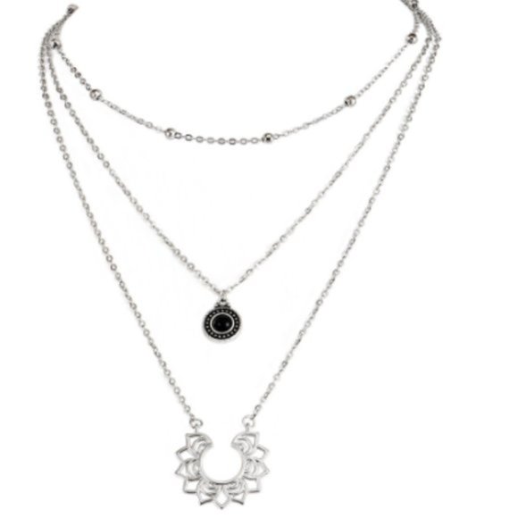 Silver Boho Multi Layered Summer Necklace - Picture 3 of 4